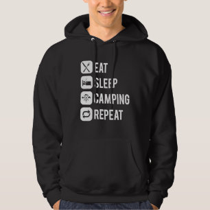 Eat Sleep Camping Repeat  Funny Outdoor Camping Hoodie