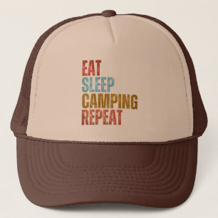 EAT SLEEP CAMPING REPEAT  TRUCKER HAT