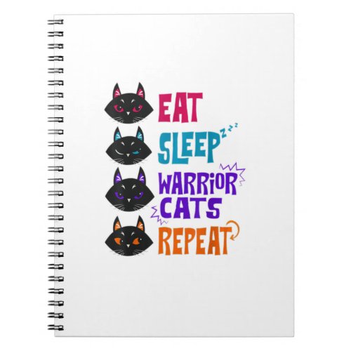 Eat Sleep Cat Warrior Repeat Cat Lover  Notebook