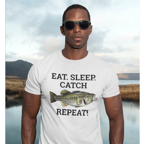 Eat Sleep Catch Largemouth Bass Funny Fishing T_Shirt