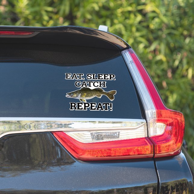 Eat Sleep Catch Walleye Funny Fishing Angler Sticker (Car Side)