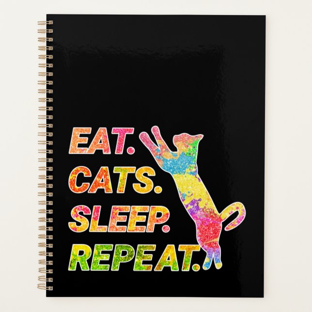 Eat, Sleep, Cats, Repeat – Colorful Cat Lover Planner (Front)