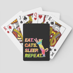 Eat, Sleep, Cats, Repeat – Colorful Cat Lover Poker Cards