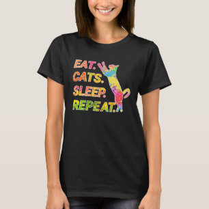 Eat, Sleep, Cats, Repeat – Colorful Cat Lover T-Shirt