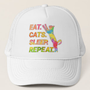 Eat, Sleep, Cats, Repeat – Colorful Cat Lover Trucker Hat