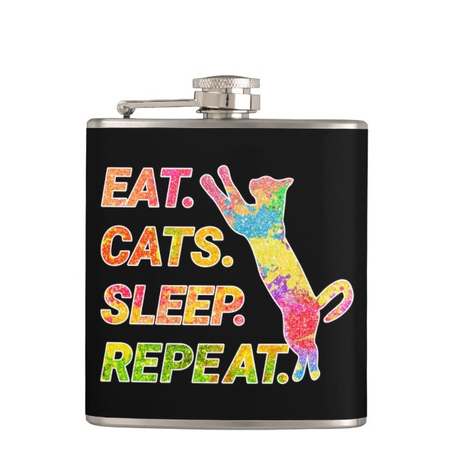 Eat, Sleep, Cats, Repeat Flask (Front)