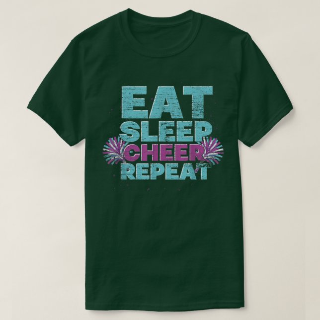 Eat Sleep Cheer Repeat Cheerleader Cheering Cheerl T-Shirt (Design Front)