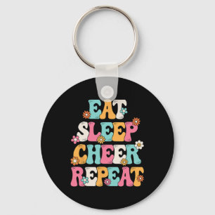 Eat Sleep Cheer Repeat Cheerleader Cheerleading Wo Keychain