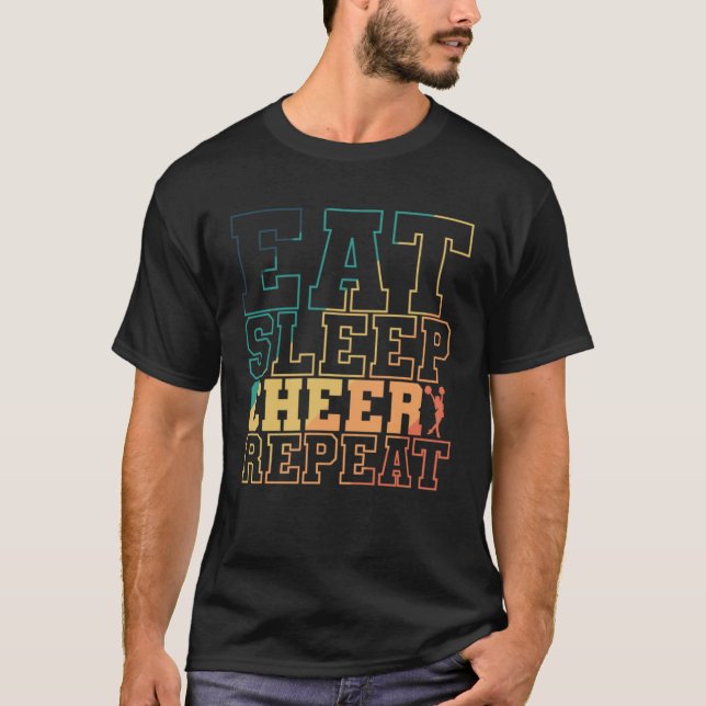 Eat Sleep Cheer Repeat Cheerleader Gymnastics Spor T-Shirt (Front)
