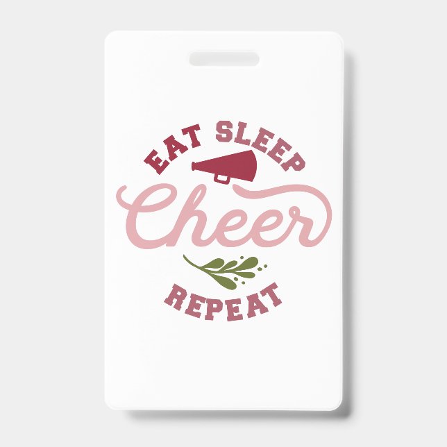Eat Sleep Cheer Repeat Cheerleader Ideas Badge (Front)