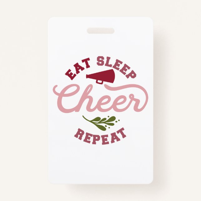 Eat Sleep Cheer Repeat Cheerleader Ideas Badge (Front)