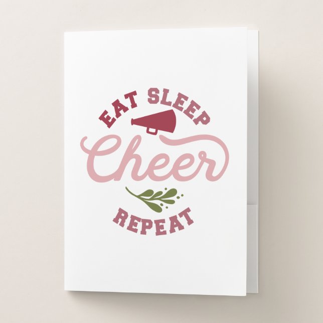 Eat Sleep Cheer Repeat Cheerleader Ideas Pocket Folder (Front)