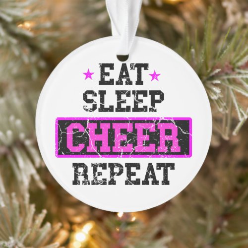 Eat Sleep Cheer Repeat Cheerleader Photo Ornament