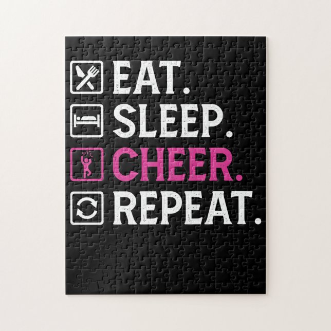 Eat. Sleep. Cheer. Repeat Cheerleading Cheerleader Jigsaw Puzzle (Vertical)