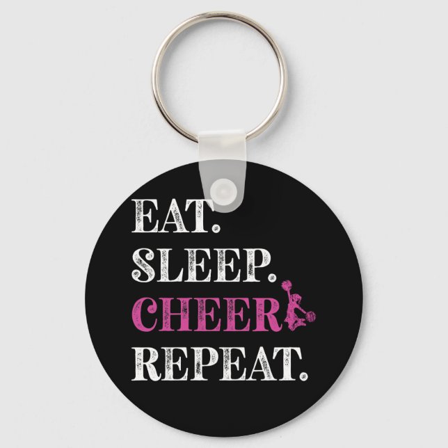 Eat Sleep Cheer Repeat Cheerleading Cheerleader Keychain (Front)