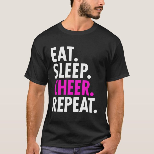 Eat Sleep Cheer Repeat Cheerleading T-Shirt (Front)