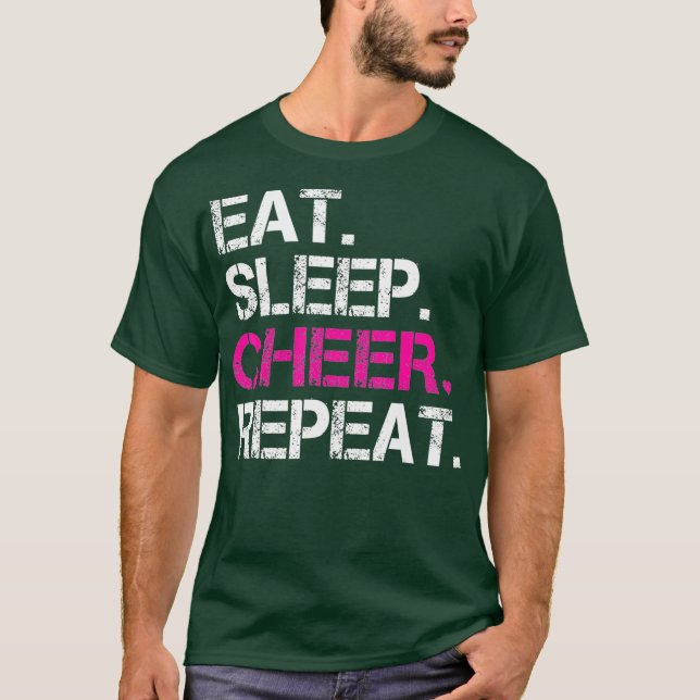 Eat Sleep Cheer Repeat Cheerleading TShirt Gifts (Front)
