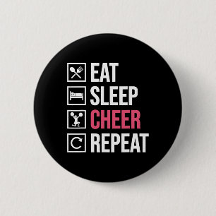Eat Sleep Cheer Repeat Funny Cheerleading Cheerlea Button
