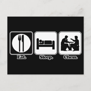 eat sleep chess postcard