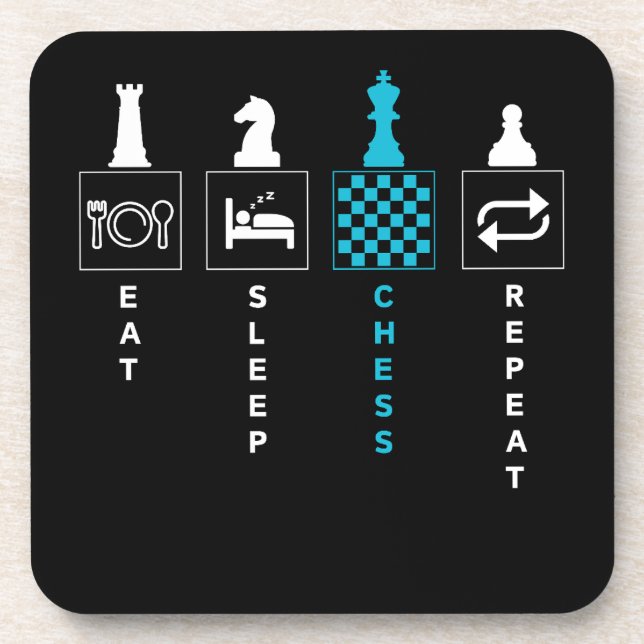 Eat Sleep Chess Repeat Beverage Coaster (Front)