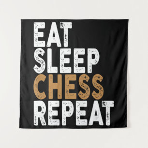 eat sleep chess repeat chess tapestry