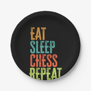 eat sleep chess repeat grand master coach legend paper plates