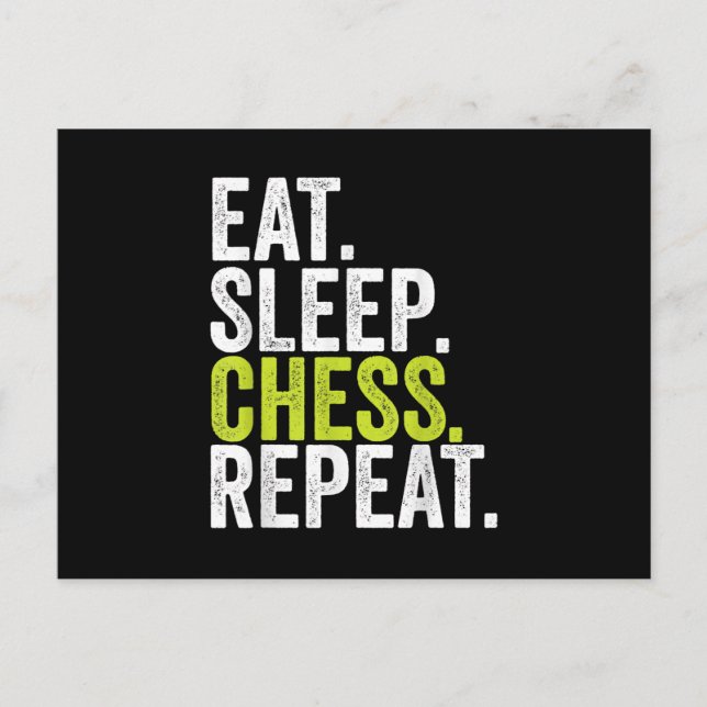 Eat Sleep Chess Repeat Player Board Kids Boy Game Announcement Postcard (Front)