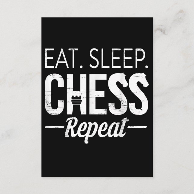 Eat Sleep Chess Repeat Player Board Kids Boy Game Enclosure Card (Front)