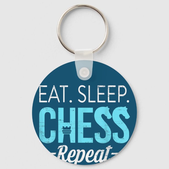 Eat Sleep Chess Repeat Player Board Kids Boy Game Keychain (Front)