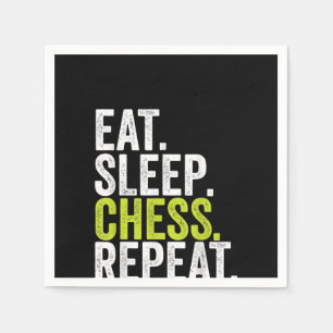 Eat Sleep Chess Repeat Player Board Kids Boy Game Napkins