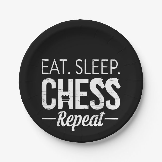 Eat Sleep Chess Repeat Player Board Kids Boy Game Paper Plates (Front)