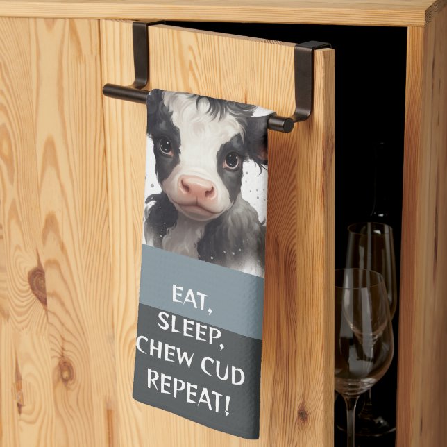 EAT, SLEEP, CHEW CUD, REPEAT! KITCHEN TOWEL (Thirds Fold)