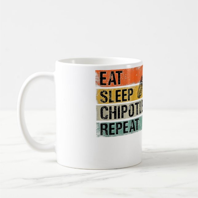 Eat Sleep Chipotle Repeat Funny Chipotle Pepper Coffee Mug (Left)