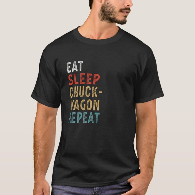 Eat Sleep Chuckwagon Racing Repeat Funny Player Gi T-Shirt (Front)