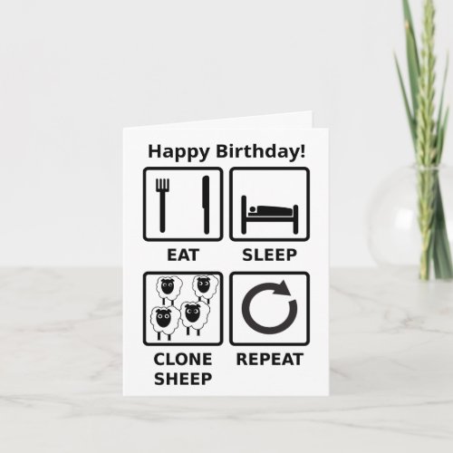 eat sleep clone sheep repeat greetings card