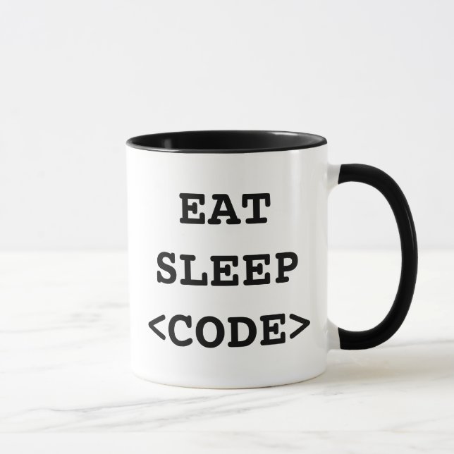Eat sleep code coffee mug for programmers (Right)