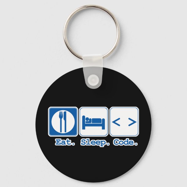 eat sleep code (html) keychain (Front)