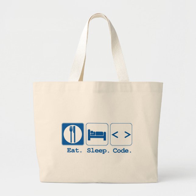 eat sleep code (html) large tote bag (Front)