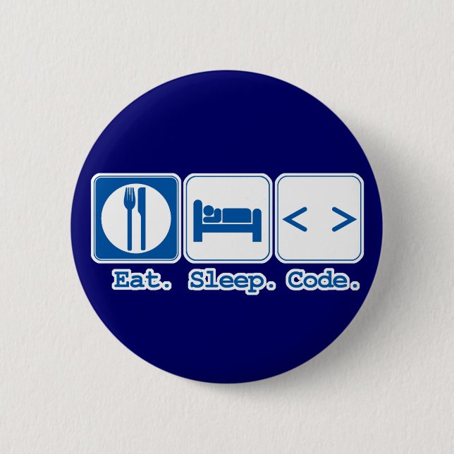 eat sleep code (html) pinback button (Front)