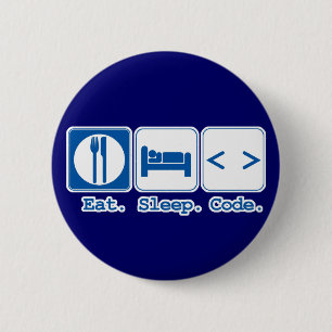 eat sleep code (html) pinback button