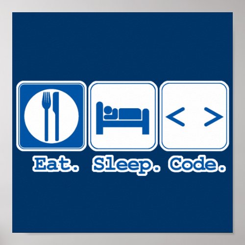 eat sleep code html poster