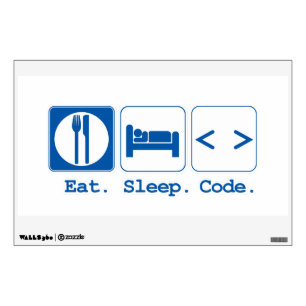 eat sleep code (html) wall sticker