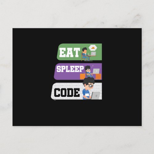 Eat Sleep Code Programmer Holiday Postcard