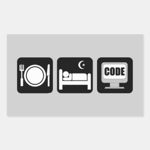 eat sleep code rectangular sticker