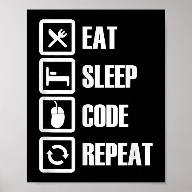 Eat Sleep Code Repeat Coding Programming Engineer Poster (Front)