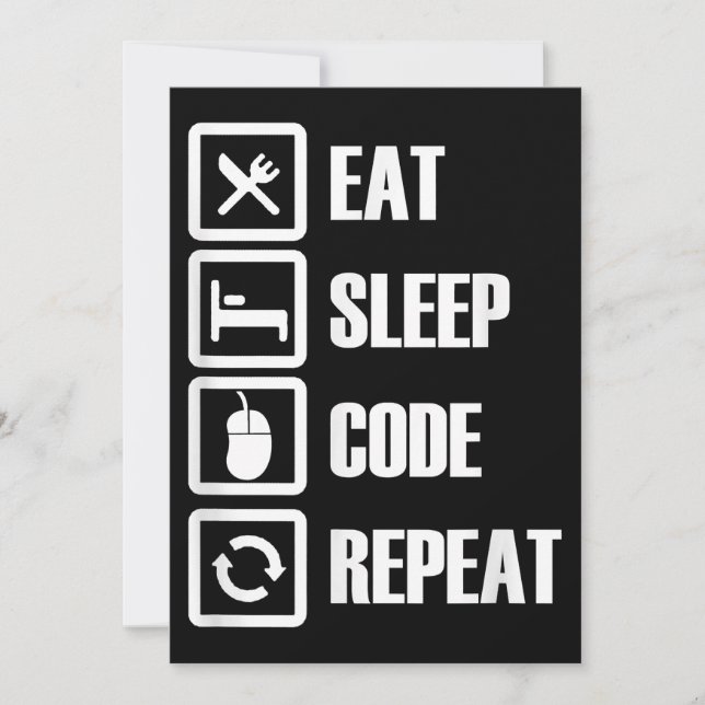 Eat Sleep Code Repeat Coding Programming Engineer Thank You Card (Front)