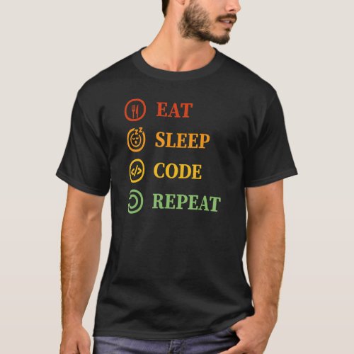Eat Sleep Code Repeat  Computer Geek Programming C T_Shirt