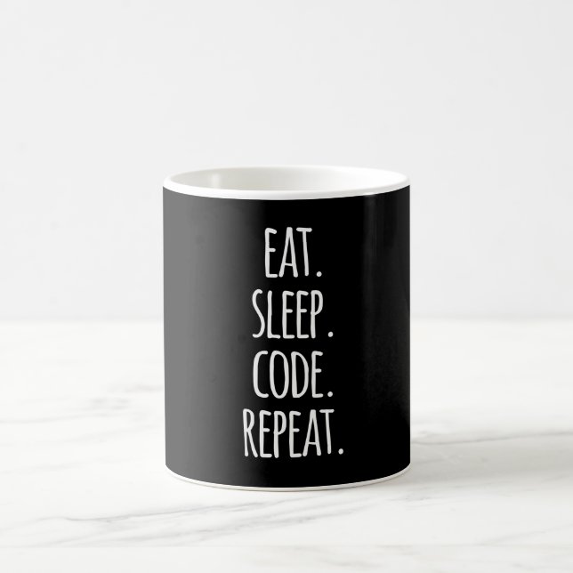 eat sleep code repeat computer programmer coding coffee mug (Center)