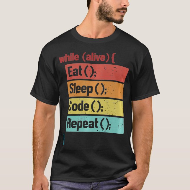 Eat Sleep Code Repeat Full Stack Code or Software  T-Shirt (Front)