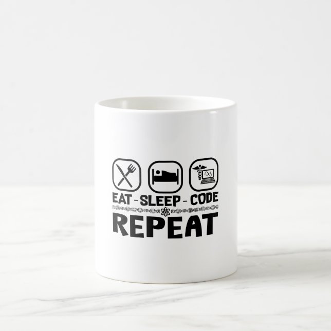 Eat Sleep Code Repeat Medical Coder Coding Gift Coffee Mug (Center)